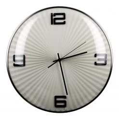 GILDE Horloge murale Ribbed - Mécanique - Argenté / Noir