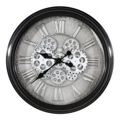 GILDE Horloge murale Factona - Mécanique - Argenté