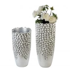GILDE Pot de fleur Carve - Résine synthétique - Argenté - Diamètre : 36 cm -Pas Cher Décoration Magasin 1000296515 210930 14022700133 MOOD DETAILS P000000001000296515 mood
