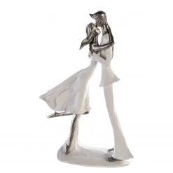 GILDE Sculpture Hold Me - Résine synthétique - Blanc / Argenté