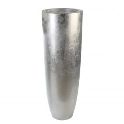 GILDE Pot de fleur Konus - Résine synthétique - Argenté - Diamètre : 42 cm