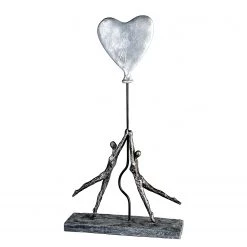 GILDE Sculpture Ballon cœur - Résine synthétique - Argenté