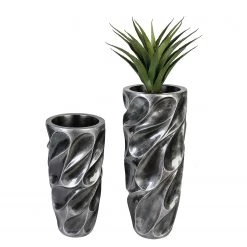 GILDE Pot de fleur Drop - Résine synthétique - Argenté - Diamètre : 38 cm -Pas Cher Décoration Magasin 1000296542 210930 14022900223 DETAILS P000000001000296542