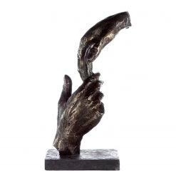 GILDE Sculpture Two Hands - Résine synthétique - Marron