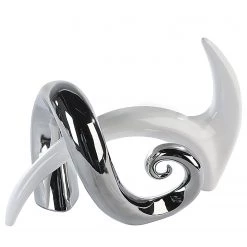 GILDE Objet déco Duo - Céramique - Blanc / Argenté