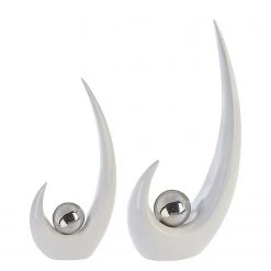 GILDE Objet déco Move - Céramique - Blanc / Argenté