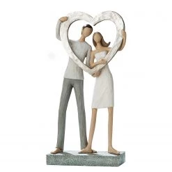 GILDE Objet déco Dans mon cœur - Résine synthétique - Crème / Argenté