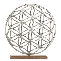 GILDE Objet déco Fleur de vie I - Aluminium - Argenté - Hauteur : 47 cm