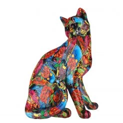GILDE Objet déco Cat Street Art - Résine synthétique - Multicolore