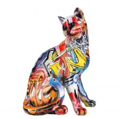 GILDE Objet déco Cat Street Art - Résine synthétique - Multicolore