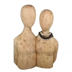 GILDE Statuette Pair - Manguier - Marron - 27 x 37 x 9 cm