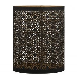 GILDE Photophore Ethno - Métal - Noir - 18 x 25 x 18 cm