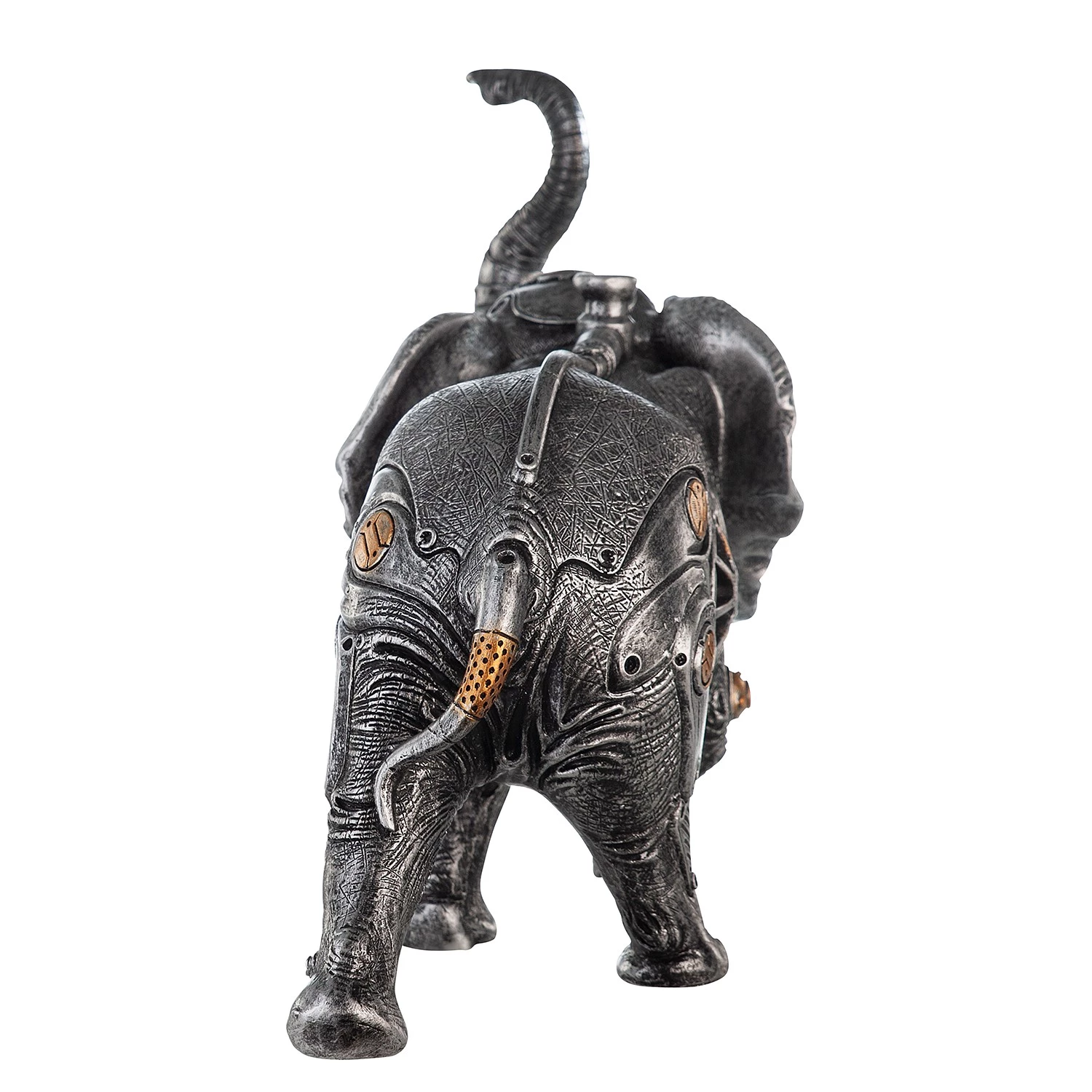 GILDE Statuette Steampunk Éléphant - Résine - Argenté - 28 x 23 x 14 cm 2 GILDE Statuette Steampunk Éléphant - Résine - Argenté - 28 x 23 x 14 cm – Image 2