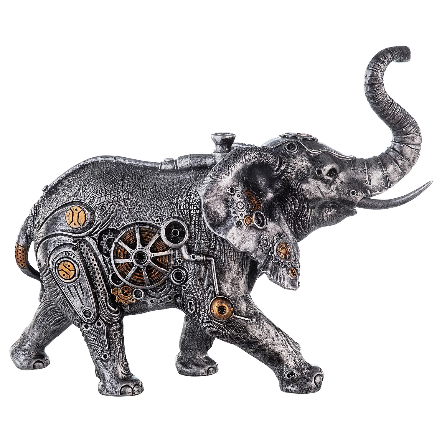 GILDE Statuette Steampunk Éléphant - Résine - Argenté - 28 x 23 x 14 cm 1 GILDE Statuette Steampunk Éléphant - Résine - Argenté - 28 x 23 x 14 cm