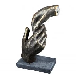 GILDE Statuette Two hands - Résine - Doré - 13 x 21 x 7 cm