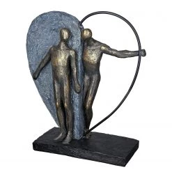 GILDE Statuette Heartbeat - Résine - Gris - 28 x 31 x 10 cm