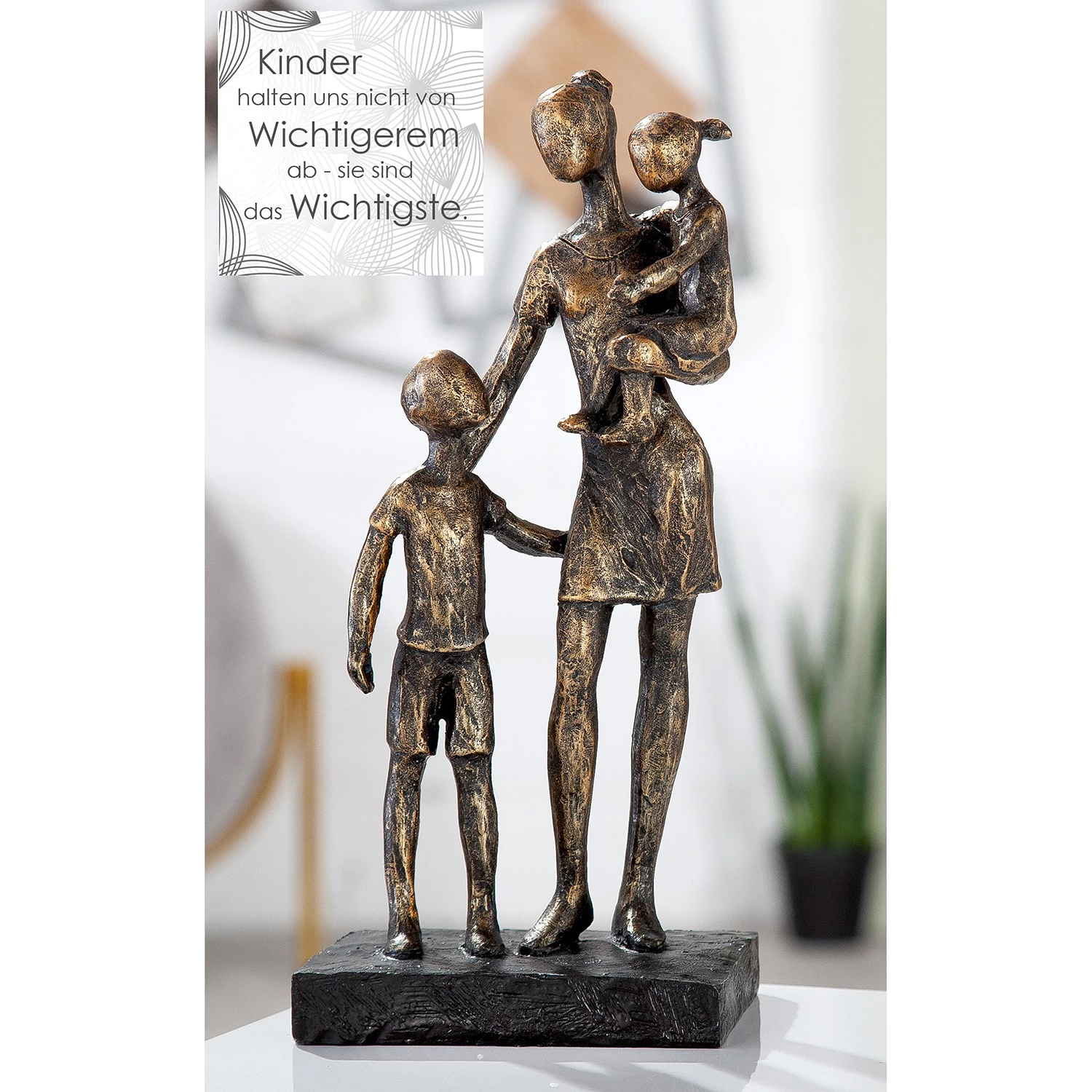GILDE Statuette Mère et enfant - Résine - Marron - 12 x 27 x 9 cm 2 GILDE Statuette Mère et enfant - Résine - Marron - 12 x 27 x 9 cm – Image 2