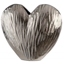 GILDE Vase Cœur - Aluminium - Argenté - 25 x 21 x 7 cm