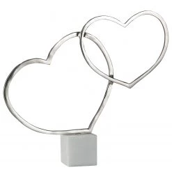 GILDE Objet déco Cœurs entrelacés - Aluminium - Argenté - 10 x 48 x 33 cm