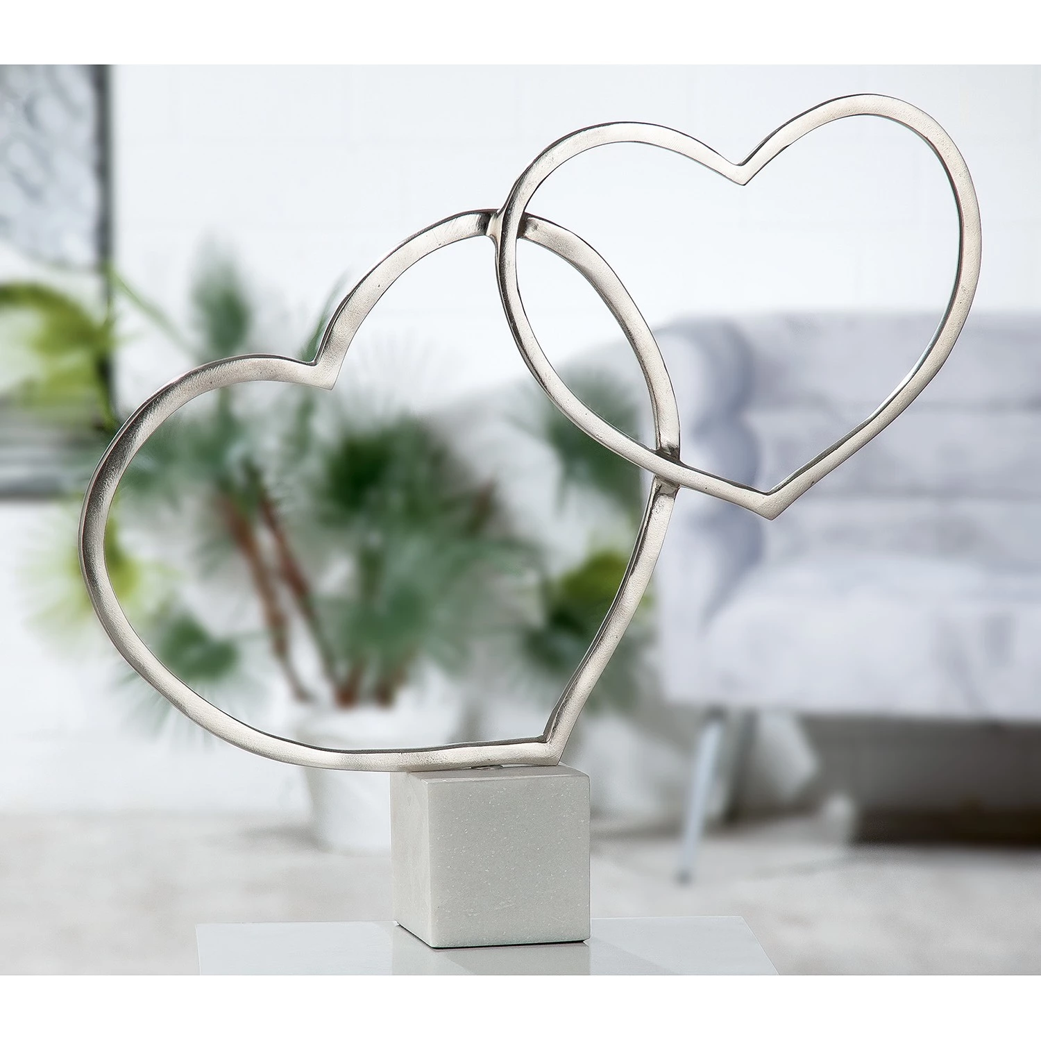 GILDE Objet déco Cœurs entrelacés - Aluminium - Argenté - 10 x 48 x 33 cm 2 GILDE Objet déco Cœurs entrelacés - Aluminium - Argenté - 10 x 48 x 33 cm – Image 2