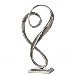 GILDE Statuette Curved Heart - Aluminium - Argenté - 16 x 33 x 10 cm