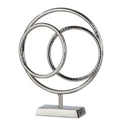 GILDE Statuette Ringe - Aluminium - Argenté - 32 x 39 x 9 cm
