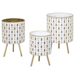 Twentyfour Sellettes Colmonell (3 éléments) - Acier - Doré / Blanc - H : 36 cm - Ø 26 cm