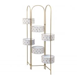 Twentyfour Sellette Athena Moderna - Acier - Doré / Blanc - 71 x 116 x 21 cm - Ø cm