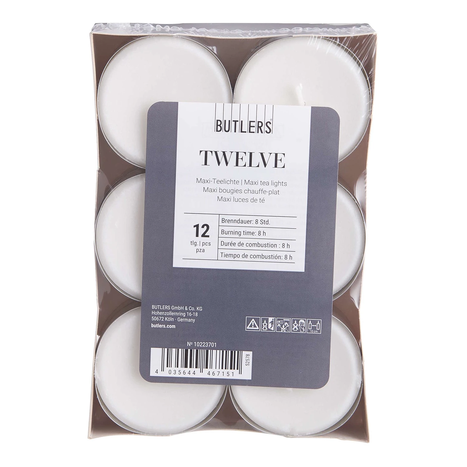 Butlers Bougies chauffe-plats TWELVE (lot de 12) - Paraffine / Aluminium - Blanc 1 Butlers Bougies chauffe-plats TWELVE (lot de 12) - Paraffine / Aluminium - Blanc