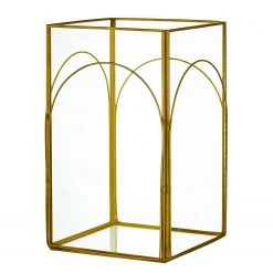 Butlers Photophore SHOWROOM - Verre / Fer - Doré - Hauteur : 20 cm