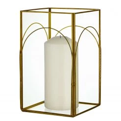 Butlers Photophore SHOWROOM - Verre / Fer - Doré - Hauteur : 20 cm -Pas Cher Décoration Magasin 1000339201 220311 050 DETAILS P000000001000339201