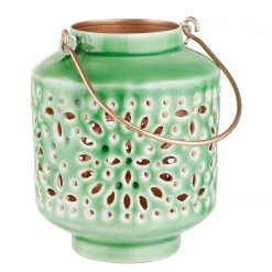 Butlers Lanterne BLUE MAROCCO I - Fer - Vert pastel -Pas Cher Décoration Magasin 1000339315 220726 030 DETAILS P000000001000339315
