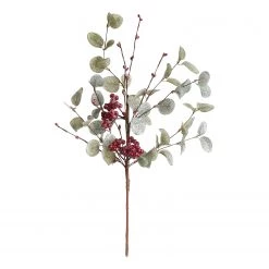 Butlers Branche d’eucalyptus avec baies FLORISTA - Fer / Polyester PVC - Marron / Rouge