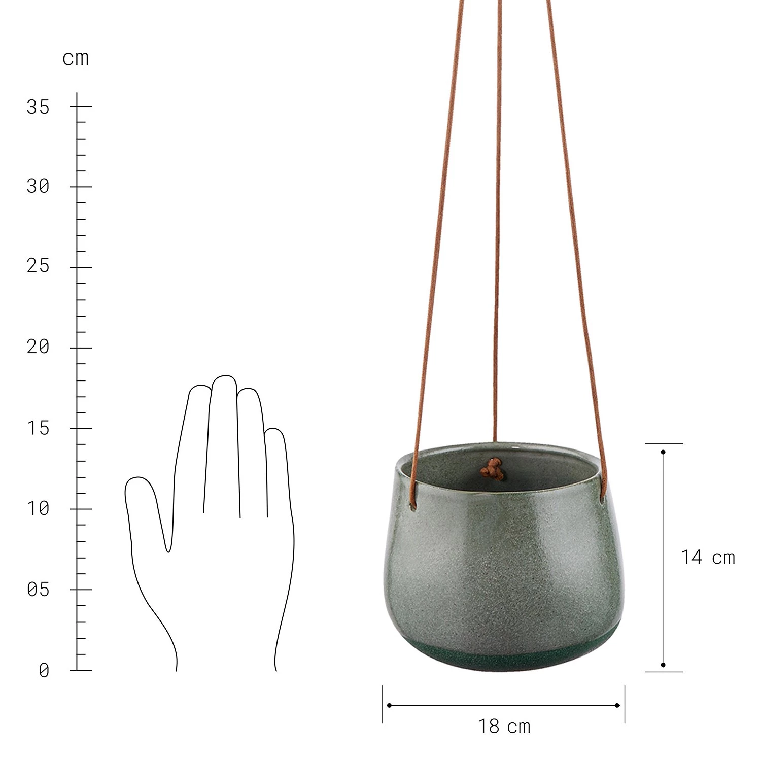 Butlers Pot de fleur à suspendre POTTERY - Grès - Vert foncé 3 Butlers Pot de fleur à suspendre POTTERY - Grès - Vert foncé – Image 3