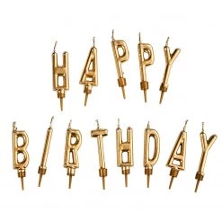 Butlers Ensemble de bougies HAPPY BIRTHDAY - Paraffine - Doré