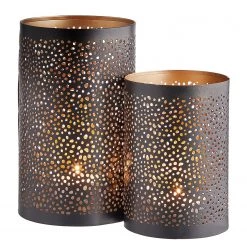 Butlers Photophores LUMINOUS STARS II (lot de 2) - Fer - Noir / Doré