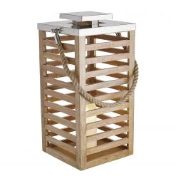 Butlers Lanternes SHORE - Manguier - Marron / Argenté - Hauteur : 65 cm