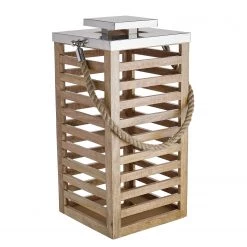 Butlers Lanternes SHORE - Manguier - Marron / Argenté - Hauteur : 65 cm -Pas Cher Décoration Magasin 1000365361 220721 030 DETAILS P000000001000365361