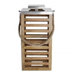 Butlers Lanternes SHORE - Manguier - Marron / Argenté - Hauteur : 65 cm -Pas Cher Décoration Magasin 1000365361 220721 040 DETAILS P000000001000365361