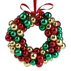 Butlers Couronne en boules de verre HANG ON - Verre transparent / Fer - Vert / Rouge / Doré