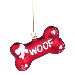 Butlers Décoration de Noël HANG ON WOOF - Verre transparent - Rouge
