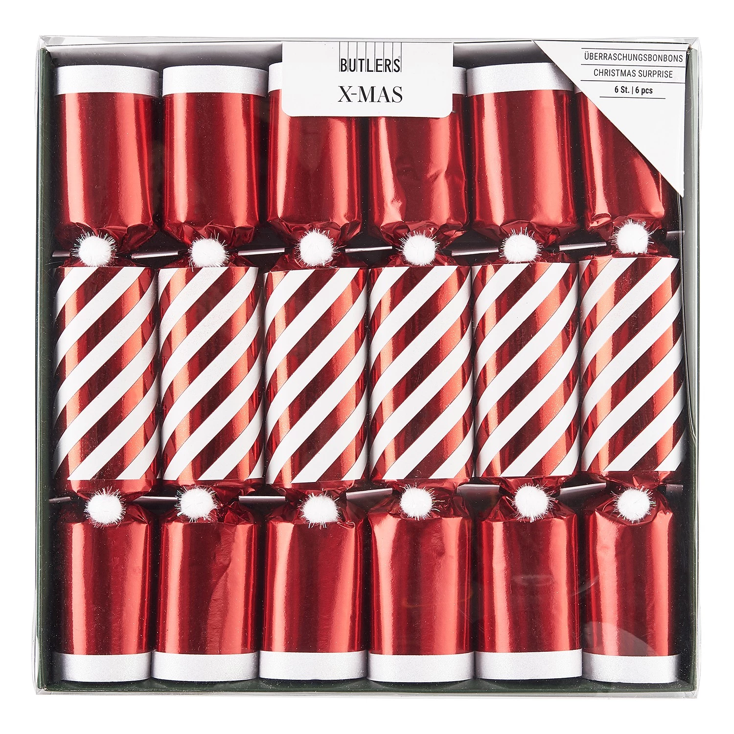 Butlers Déco de Noël X-MAS Candy (lot de 6) - Papier / Polyester - Rouge / Blanc 3 Butlers Déco de Noël X-MAS Candy (lot de 6) - Papier / Polyester - Rouge / Blanc – Image 3
