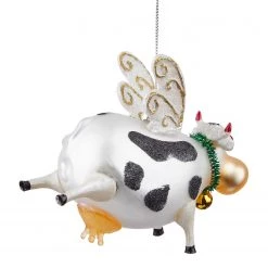 Butlers Déco de Noël HANG ON Vache volante WEB - Verre transparent - Noir / Blanc -Pas Cher Décoration Magasin 1000365515 220728 040 DETAILS P000000001000365515