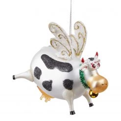 Butlers Déco de Noël HANG ON Vache volante WEB - Verre transparent - Noir / Blanc -Pas Cher Décoration Magasin 1000365515 220728 050 DETAILS P000000001000365515