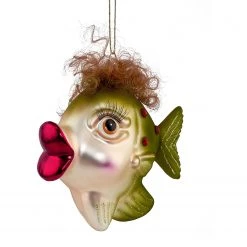 Butlers Décoration de Noël HANG ON Poisson WEB - Verre transparent - Vert