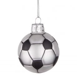 Butlers Décoration de Noël HANG ON Football - Verre transparent - Noir / Blanc