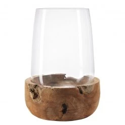 Leonardo Photophore Tehra - Verre clair / Teck massif - Marron